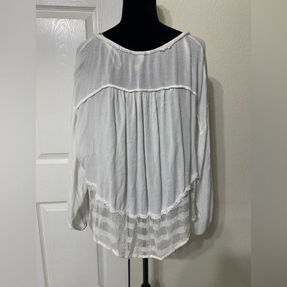 Free People white blouse oversized size S - Picture 3 of 5